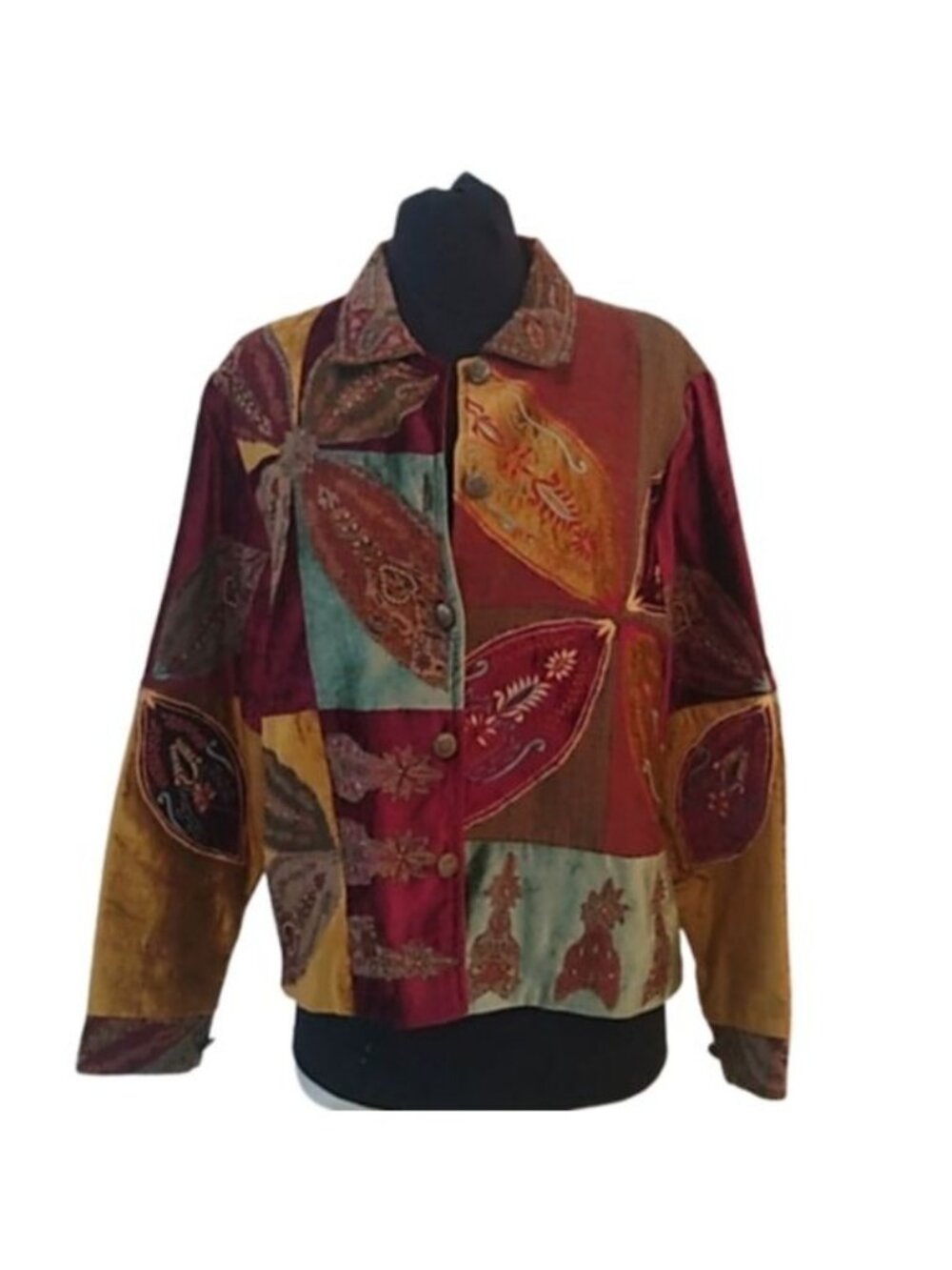 Sandy Starkman Embroidered Patchwork   Fall Dreams Jacket, XL